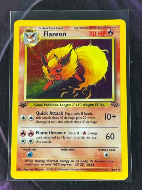 Pokémon Flareon - 3/64 - Holo 1st Edition Jungle 1st Edition MP