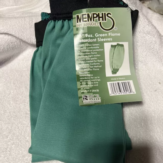 Memphis Safety 39418 F R Fabric Welding Sleeves 18” 9oz. Flame Retardant Green