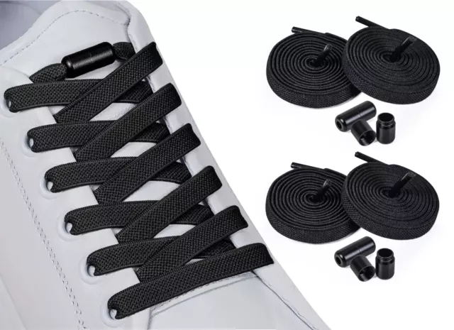 Cordones elásticos de 8 mm de ancho con cápsulas metálicas para 2 pares de zapatos / 4 ud.