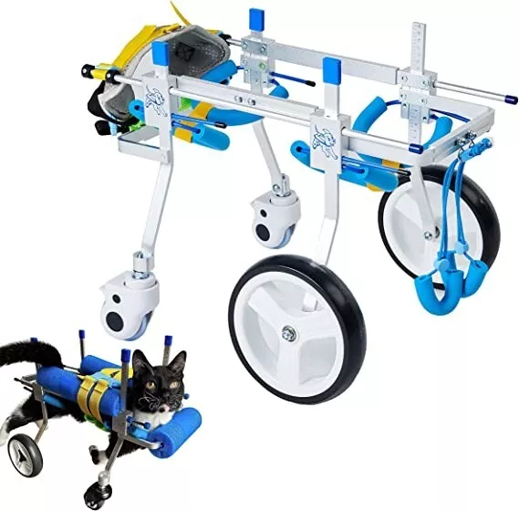 4-Wheel Dog Cart/Wheelchair HobeyHove Adjustable for Dogs Cats Pets SMALL