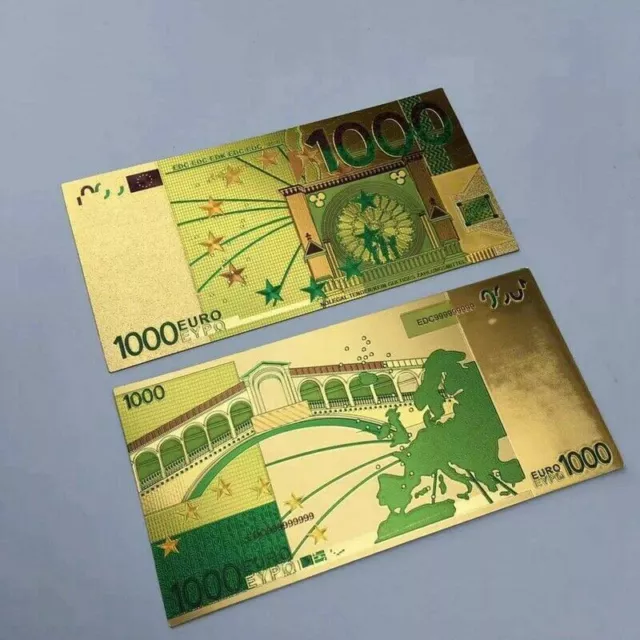 Lot de 10 Billets de 1000 Euros en polymère plaqué Or - 1000€ Série 2002 2