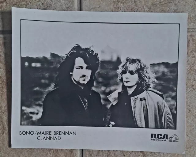 U2's Bono and Maire O'Brennan of Clannad RCA Promo Photo - Super Rare