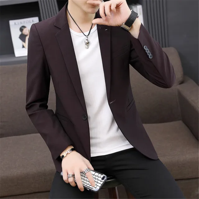 Men Work Blazer Jacket Business Casual Button Slim Fit Suit Coat Formal Tops