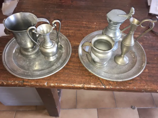 Lot de 7 objets en étain