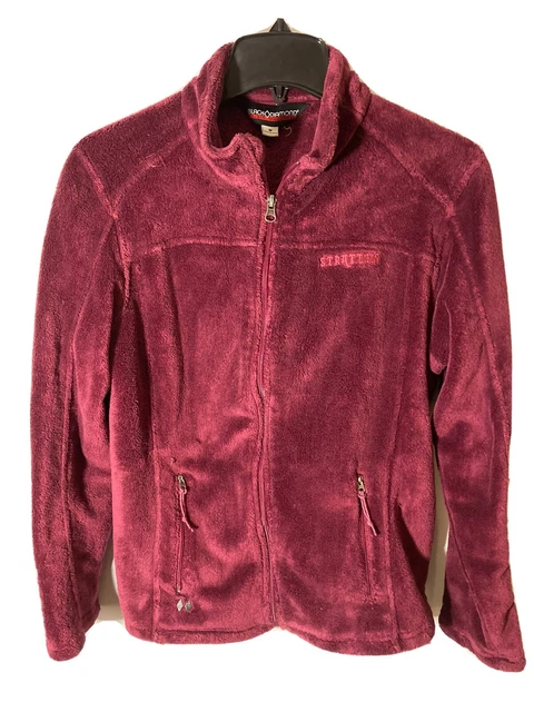 Black Diamond Womens Size M High Pile Full Zip Fleece Jacket -Cranberry Red-Logo
