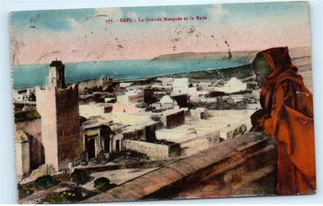 *1930s Safi Maroc Morocco La Grande Mosquee et la Rade Vintage Postcard C74