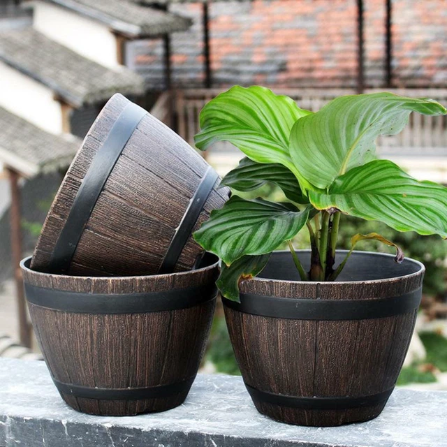 Blumentopf für Garten Pflanzgefäß mit Fass Terrasse für Drinnen