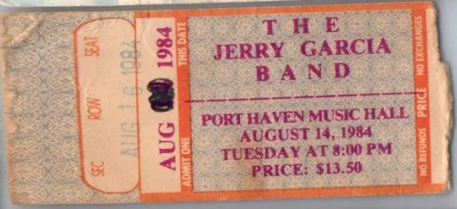 Jerry Garcia Band Konzert Ticket Stumpf August 14 1984 Gut Skates Roller Rink