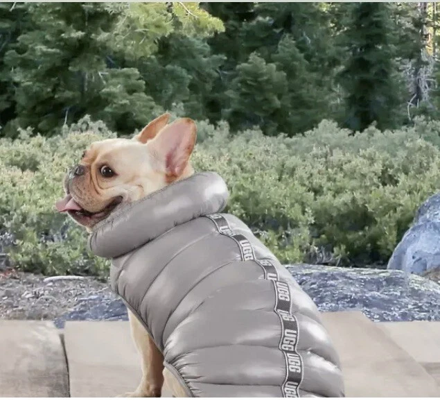 UGG Pet Puffer Coat for Dogs in Seal Grey Size Large