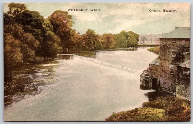 Postcard UK Leeds England Wetherby Weir and Watermill Yorkshire