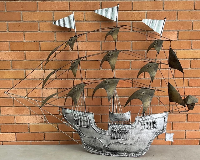 VINTAGE METAL SPANISH Pirate Ship Boat Wall Hanging Mid Century Modern Mexico £370.58 PicClick UK