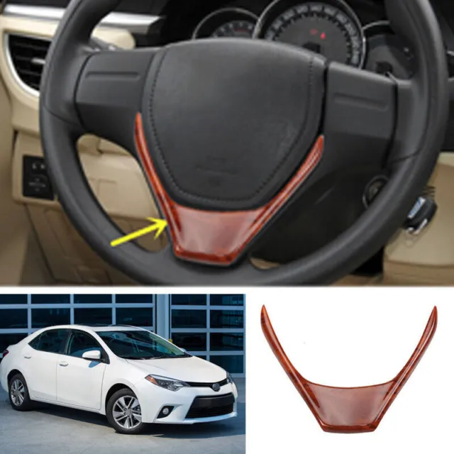 For Toyota Corolla 2014-2019 Peach Wood Grain Steering Wheel Decor Cover Trim