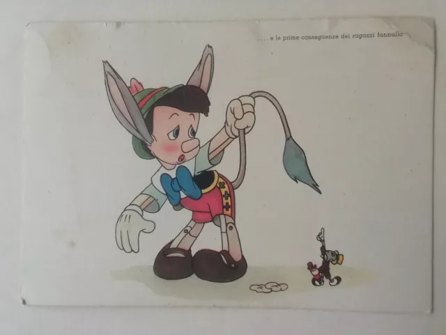 Cartolina Pubblicitaria Pinocchio Walt Disney Collodi Grillo Parlante Pubblicità