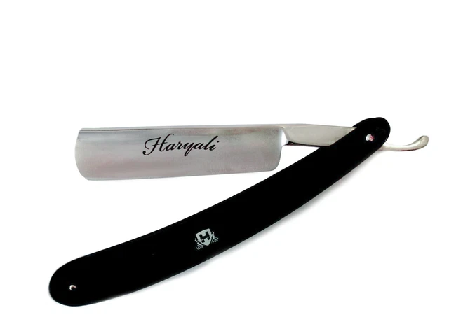 Rasoir Droit Professionnel 5 Lames Haryali - Pochette Cuir - Rouge - Neuf