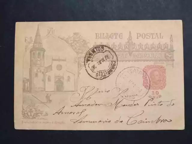 Bilhete Postal Portugal e Hespanha 10 Reis Thomar Egreja S. Joao 1898 WE908