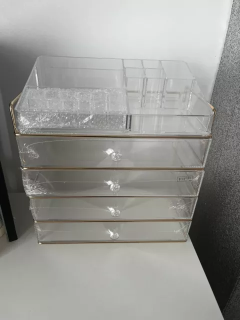 Beautify Cosmetic Organiser Acrylic Make Up Beauty Drawer Jewellery Holder Clear