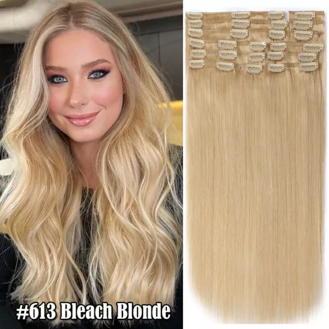 16-30Inch Mega THICK Clip In Real Remy Human Hair Extensions Full Head 8PCS 260g