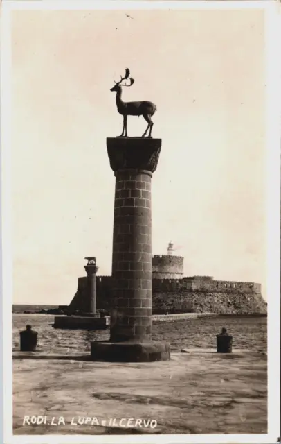 Greece Rhodes Rodi - La Lupa E IL Cervo Vintage Postcard C149