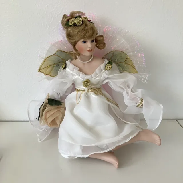 Heritage Signature Celestial Angel Fiber Optic Porcelain Christmas Doll:Celeste