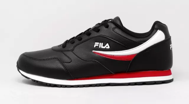 FILA Classico 18 Black Faux Leather Men Shoes Red/white detail Sneakers