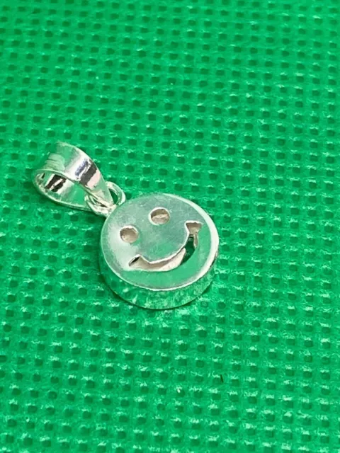 925 STERLING SILVER SOLID Double Sided SMILEY FACE EMOJI CHARM /PENDANT