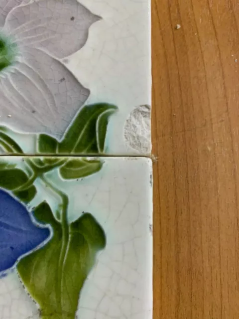 England vintage rare floral set antique art nouveau majolica tile 5pcs 6x6 Inch 3
