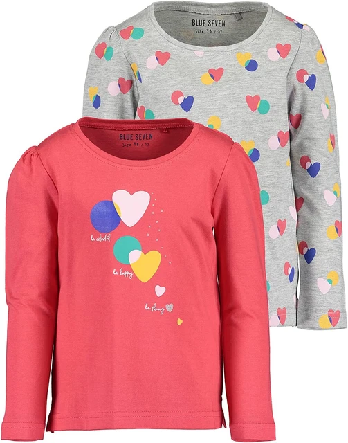 Ragazza T-Shirt Maniche Lunghe Parte Superiore 2er Set Cotone Bambini Piccoli
