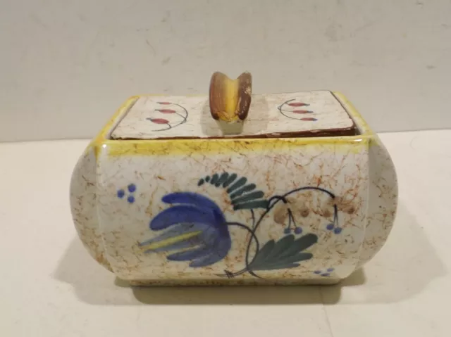 Vintage Keramik Deckel Dose Gefäß Mehrfarbig mit Blumendekor