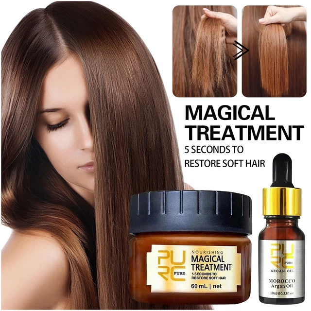 Juego nutricional de 60 ml hidratante y suavizante aceite horneado revertir el cabello 10 ml