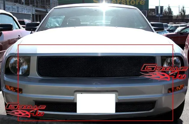 Fits 2005-2009 Ford Mustang V6 Black Mesh Grille Combo