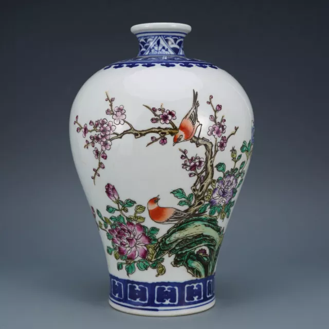 Chinese Blue&whit Porcelain Handmade Exquisite Flowers&Birds Vase 14745