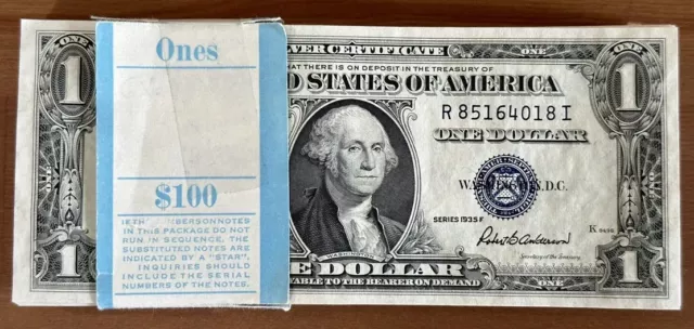 1935 F 1$ One Dollar US Silver Certificate Choice Uncirculated From Pack