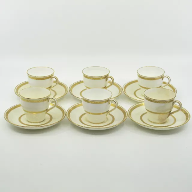 G8338 by MINTON for TIFFANY Gold Encrusted 6 Demitasse Cups & Saucers Set FLAWS