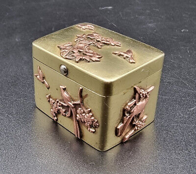 Antq Japanese Mixed Metal Copper On Brass Pill/Snuff Box Meiji Period 1868-1912