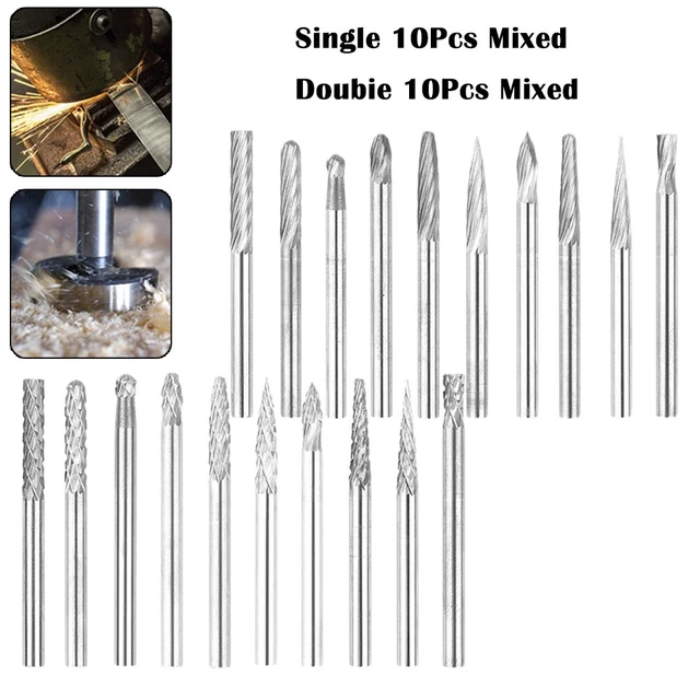 20PC 3mm Tige Carbure Haute Qualité Grincement Tête Graver Rotary Diamant Cutter