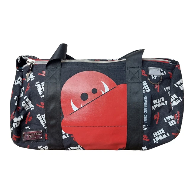 Newbreed Girl Bitey Monsta Bag Double Handles Black & Red Monster Overnight Gym