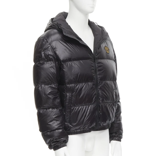 new VERSACE gold Medusa badge black goose down duvet puffer jacket IT48 M