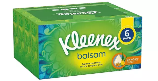 Kleenex Balsam Facial Tissues,Tissue Boxes (Protective Balm) 6 Pack