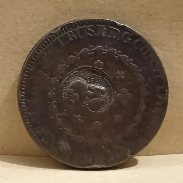 Old Unidentified Counterstruck Copper Coin - maybe Brazil circa 1822-1831 ?