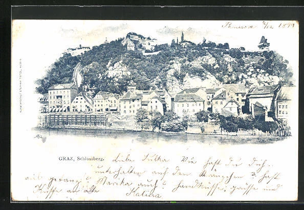 AK Graz, Blick zum Schlossberg 1899