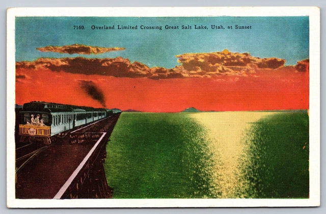 Great Salt Lake UT - Overland Limited Train - Sunset - Family on Caboose