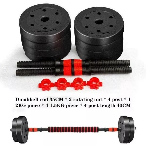 SET MANUBRI PALESTRA bilanciere con pesi dischi REGOLABILI barbell dumbells gym 3