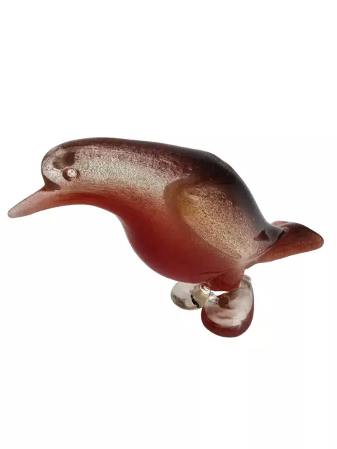 Older Vintage Archimede Seguso POLVERI Glass Art Bird with Gold Flecks  Murano