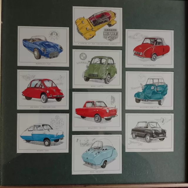 Golden Era Collector card - Micro Bubble Cars - Complete Series 10 - framed