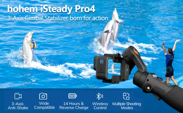 hohem iSteady Pro4 Wireless 3-Axis Sports Camera Gimbal Stabilizer Anti-Shake AU