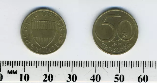 Austria 1967 - 50 Groschen Aluminum-Bronze Coin - Austrian Shield