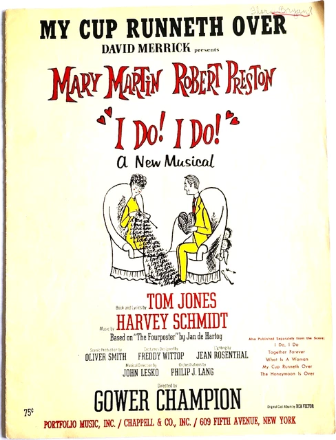 Sheet Music, from the musical I Do I Do "My Cup Runneth Over"- 1966