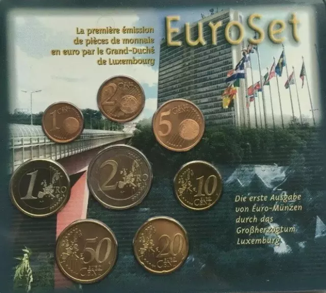 Luxemburg 8x Münzen Offizielles Set 2002 alle 1 Cent bis 2€ Euro Blister KMS Neu BUNC