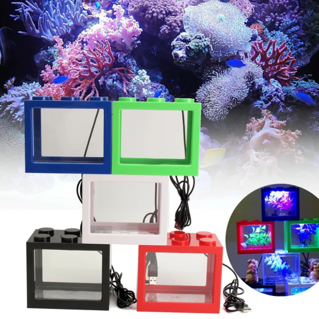 USB Mini Fish Tank Small Aquarium LED Betta Aquarium Office Desktop Decor U 3