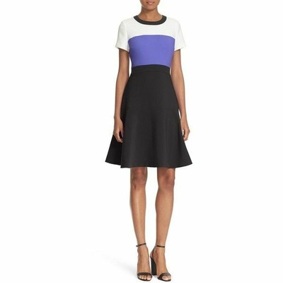 Kate Spade Blue Black & White Short Sleeve Color Block Dress SZ 4 S